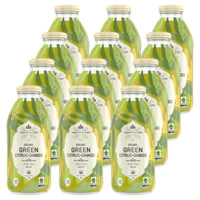 Harney &amp; Sons Organic Green Iced Tea with Citrus &amp; Ginkgo, Certified Organic and Fair Trade (70026), 16 Fl Oz (Pack of 12)