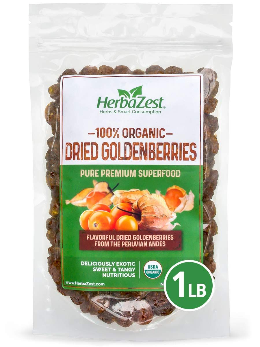 HerbaZest Goldenberries Dried Organic - 1 LB - USDA Certified, Vegan &amp; Gluten Free Superfood - Perfect for Snacks, Baked Goods, Yogurt, Cereal &amp; Smoothies