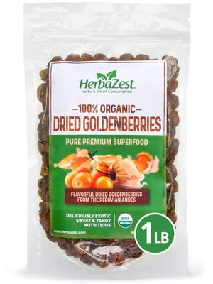 HerbaZest Goldenberries Dried Organic - 1 LB - USDA Certified, Vegan &amp; Gluten Free Superfood - Perfect for Snacks, Baked Goods, Yogurt, Cereal &amp; Smoothies