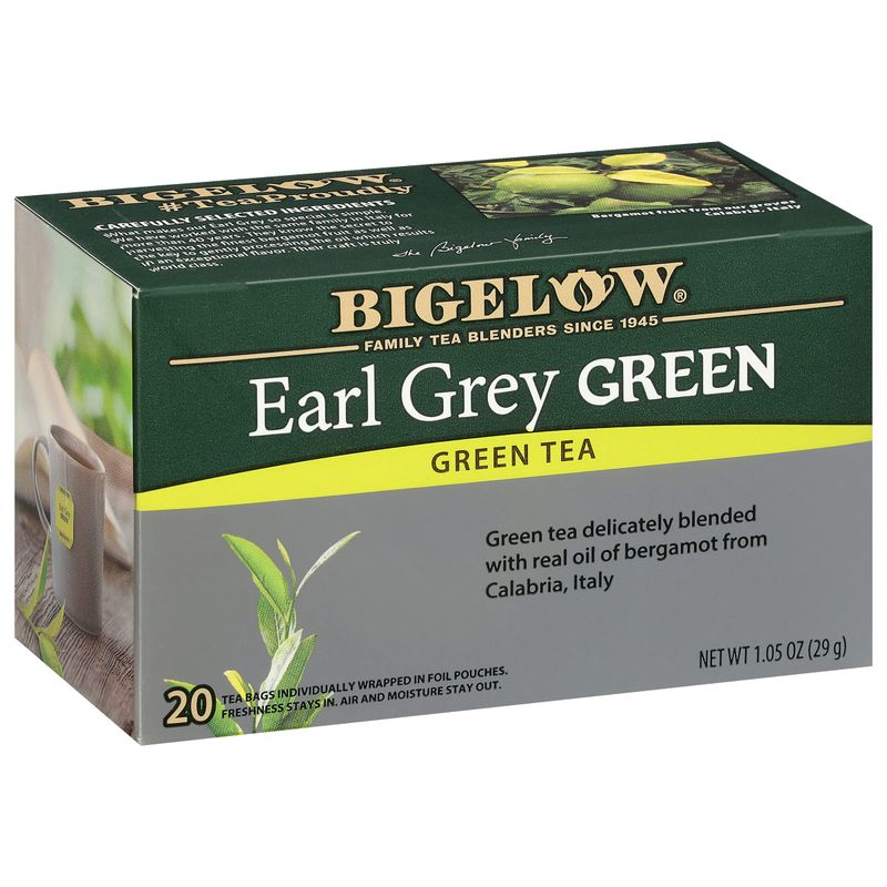 Bigelow Tea Earl Grey Green Tea, Caffeinated Tea, 20 Count Box (Pack of 6, 120 Total Tea Bags