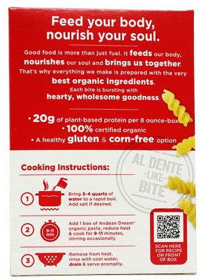 Andean Dream Organic Quinoa Fusilli Pasta, 8 Ounce -- 12 per case.12