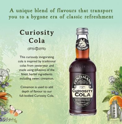 Fentimans Sparkling Curiosity Cola - Healthy Soda, All Natural Soda, Craft Soda with No Artificial Flavors, Preservatives, or Sweeteners, Botanically Brewed - Curiosity Cola, 275 ml (Pack of 12)