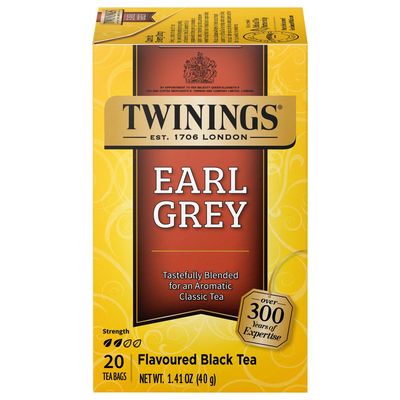 Twinings Earl Grey Black Tea Individually Wrapped Bags, 20 Count (Pack of 6), Flavoured with Citrus and Bergamot, Caffeinated, Enjoy Hot or Iced | Packaging May Vary