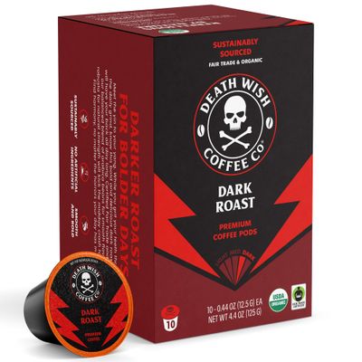 Death Wish Coffee Co., Dark Roast Single-Serve Coffee Pods, 10 Count
