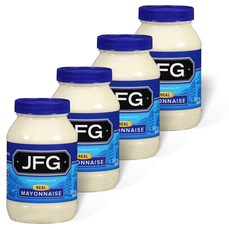 JFG Real Mayonnaise, Southern Classic Recipe with Cider Vinegar Fresh Eggs and Spices, 30oz Jar (Pack of 4)