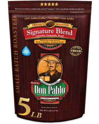 5LB Don Pablo Signature Blend - Medium-Dark Roast - Whole Bean Coffee - Low Acidity - 5 Pound (5 lb) Bag