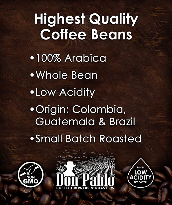5LB Don Pablo Signature Blend - Medium-Dark Roast - Whole Bean Coffee - Low Acidity - 5 Pound (5 lb) Bag