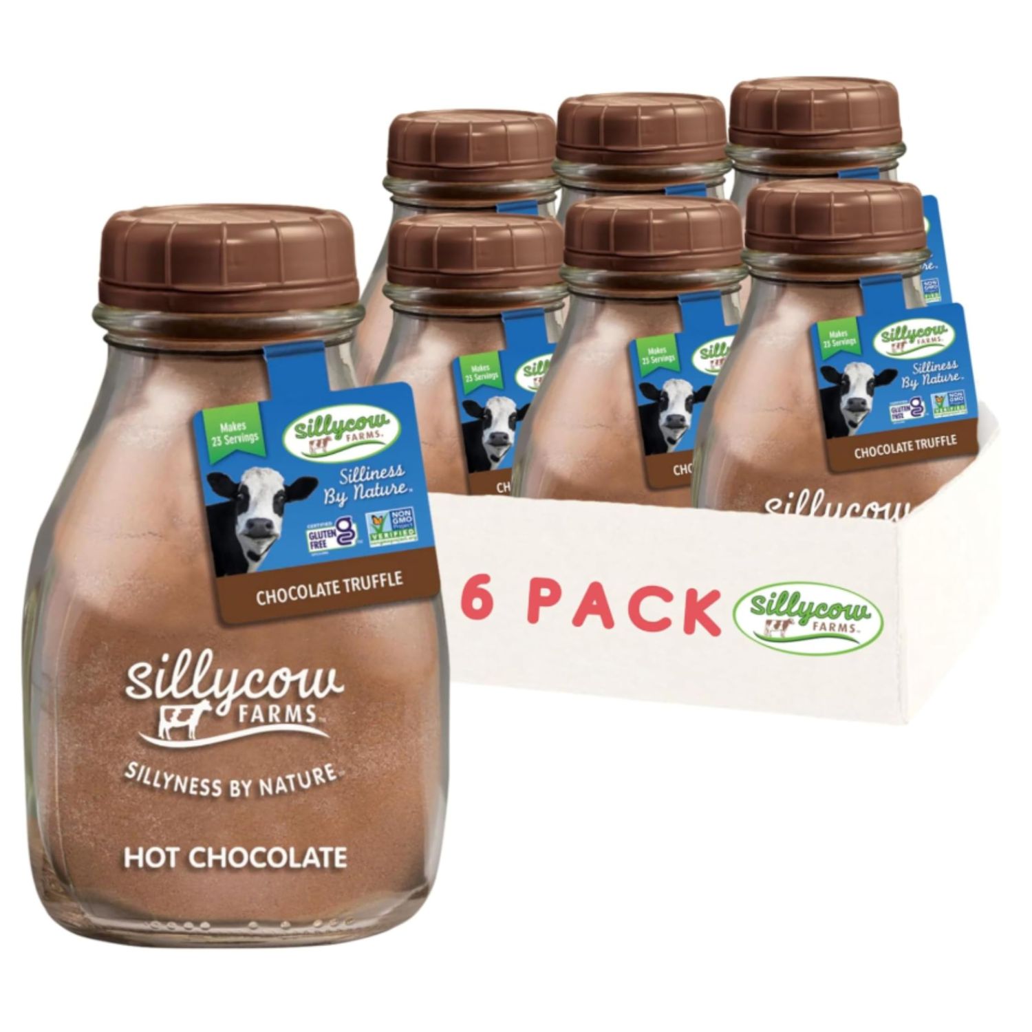 Sillycow Farms Hot Chocolate Mix Truffle Flavor | Gluten Free &amp; Non GMO, All Pure Ingredients for Healthier Indulgence | Dairy Free, Vegan, Nut Free Certified Quality Cocoa Powder Blend - Pack of 6