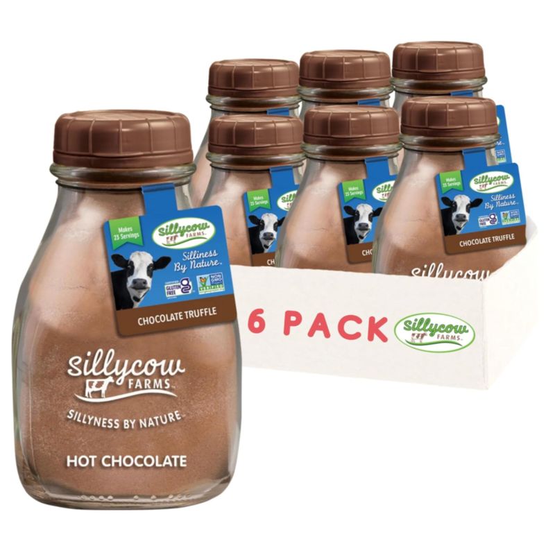 Sillycow Farms Hot Chocolate Mix Truffle Flavor | Gluten Free &amp; Non GMO, All Pure Ingredients for Healthier Indulgence | Dairy Free, Vegan, Nut Free Certified Quality Cocoa Powder Blend - Pack of 6