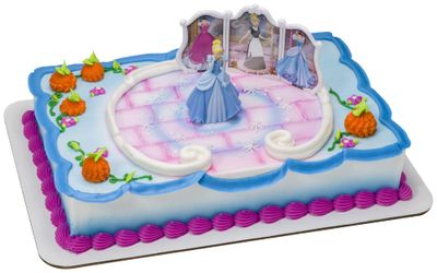 DecoSet Disney Princess Cinderella Transforms Cake Topper, 4-Piece Birthday Cake Decorations Set with Figurine and Dress Stickers