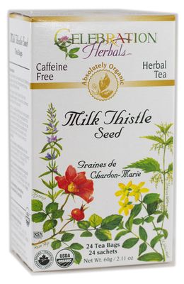 Celebration Herbals Organic Milk Thistle Seed Herbal Tea -- 24 Tea Bags, NET WT.60, 2.11 OZ
