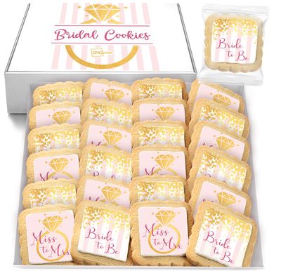 Bridal Shower Cookies Favors | INDIVIDUALLY WRAPPED 24 PACK | Engagement Party Favors | Gold Bachelorette Wedding Dessert Table