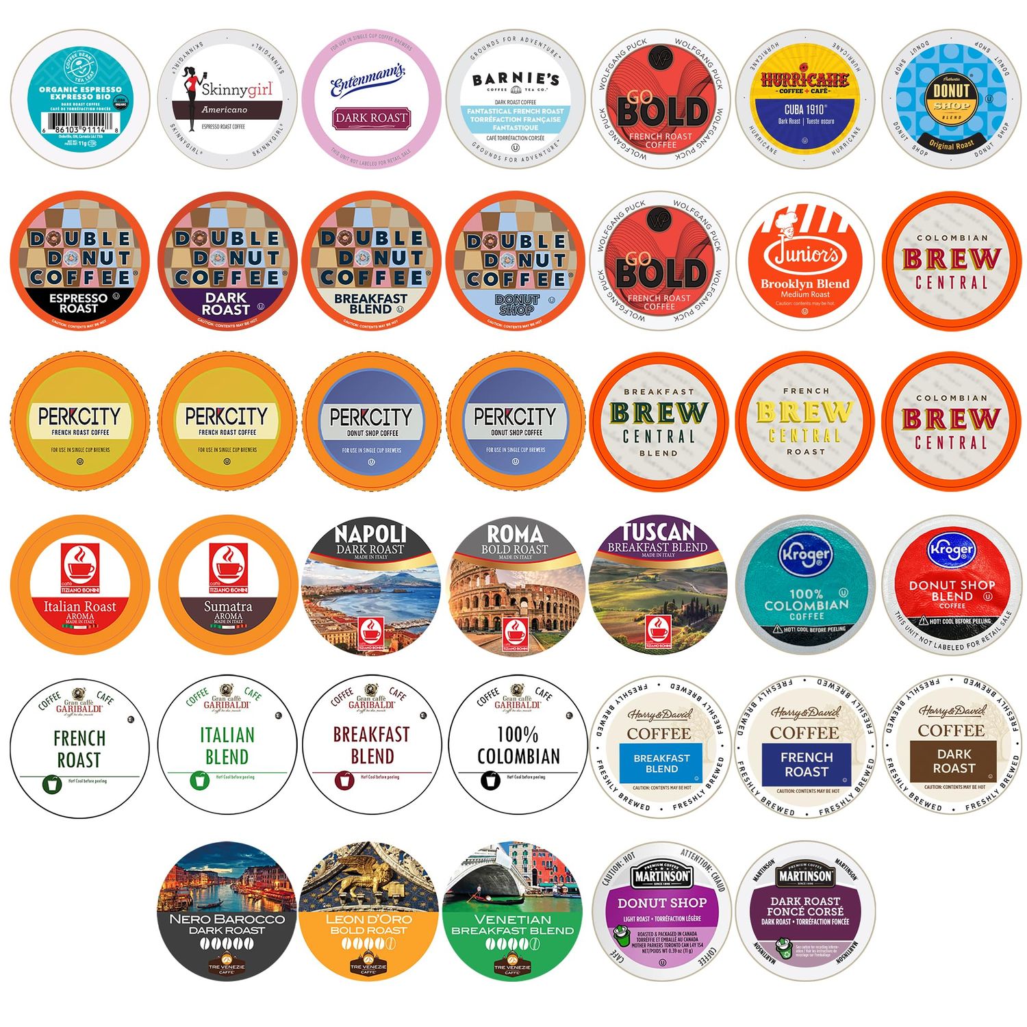Crazy Cups Single Serve &amp; K Cups Variety Pack, Including Unflavored Dark Roast &amp; Medium Roast Pods, Pods Variety Pack for Keurig K Cups Machines, 40 Count