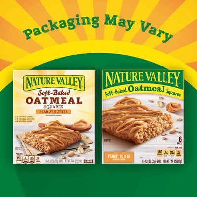Nature Valley Soft-Baked Oatmeal Squares, Peanut Butter Breakfast Snacks, 6 ct, 7.44 OZ