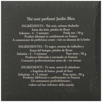Dammann Freres Sachets, Jardin Bleu Tea Bags, Premium Gourmet French Black Tea, Blend Strawberry, Rhubarb Flavors, 25 Count (Single Pack)