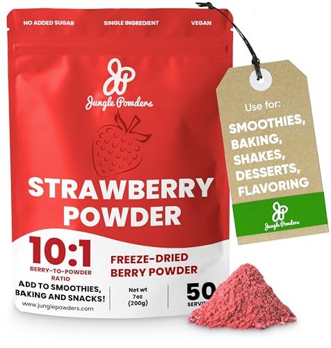 Jungle Powders Strawberry Powder 7 Ounce Bag Freeze Dried Strawberry Powder Dehydrated Strawberries Flavoring Additive Free Strawberry Extract For Baking Dry Strawberry Berry Fruit Powder Smoothies