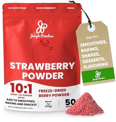 Jungle Powders Strawberry Powder 7 Ounce Bag Freeze Dried Strawberry Powder Dehydrated Strawberries Flavoring Additive Free Strawberry Extract For Baking Dry Strawberry Berry Fruit Powder Smoothies