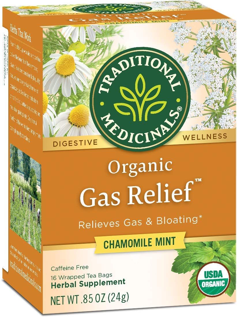 Traditional Medicinals Organic Gas Relief Chamomile Mint Herbal Tea, Relieves Gas &amp; Bloating, (Pack of 1) - 16 Tea Bags