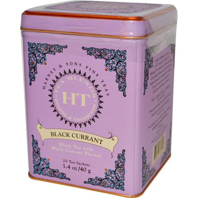 Harney &amp; Sons Caffeinated Tea Tin Sachets, Black Currant, 20 Count
