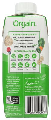 ORGAIN Organic Creamy Chocolate Fudge Drink, 11 FZ
