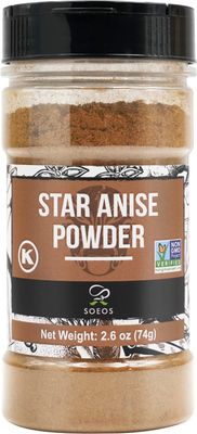 Soeos Chinese Star Anise Powder 2.6 oz (74g), Ground Chinese Star Anise Seeds, Dried Anise Star Spice, Star Anise Bulk, Anise Star. Non-GMO Verified, Great for Baking and Tea, Anis Estrella., Brown