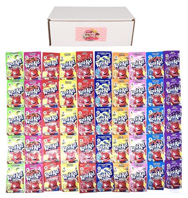 SECRET CANDY SHOP KoolAid Drink Mix Packets Variety Pack of 10 Flavors (5 of each flavor, Total of 50)