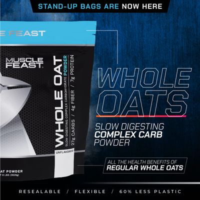 Muscle Feast Whole Oat Powder All Natural Complex Carb Non-GMO, Unflavored, 8lb