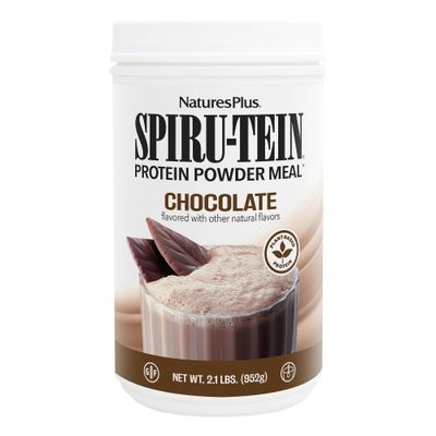 Natures Plus SPIRU-TEIN Shake - Chocolate - 2.1 lbs, Spirulina Protein Powder - Plant Based Meal Replacement, Vitamins &amp; Minerals for Energy - Vegetarian, Gluten-Free - 34 Servings