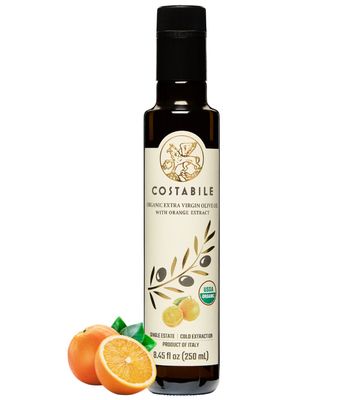Costabile Orange Infused Olive Oil, Extra Virgin Organic from Italy. Polyphenol rich olive oil flavored with natural Italian orange. For salads, baking and cooking healthy keto friendly food 8.45Fl.Oz