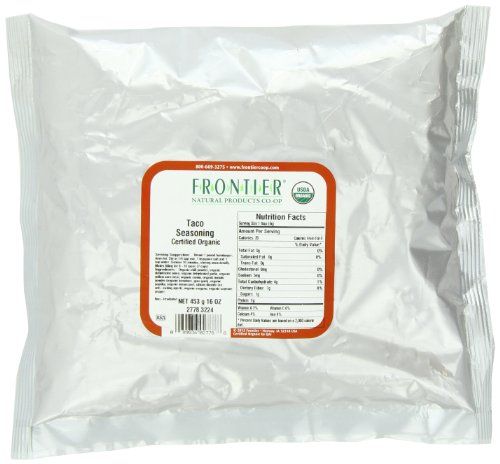Frontier Co-op Salt-Free Taco Seasoning, 1-Pound Bulk, Certified Organic, Mexican-Inspired Spices for Tacos, Dips, Burritos