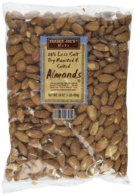 Trader Joe&#39;s 50% Less Salt Dry Roasted and Salted Almonds, 1 lb