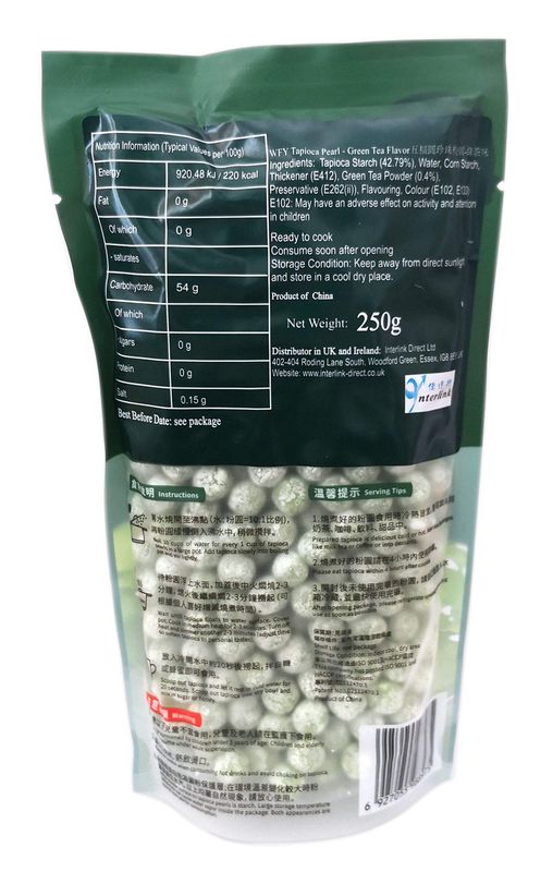 WuFuYuan - Green Tea Tapioca Pearl 8.8 Ounce Bag, [Pack of 1]