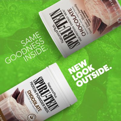 Natures Plus SPIRU-TEIN Shake - Chocolate - 2.1 lbs, Spirulina Protein Powder - Plant Based Meal Replacement, Vitamins & Minerals for Energy - Vegetarian, Gluten-Free - 34 Servings