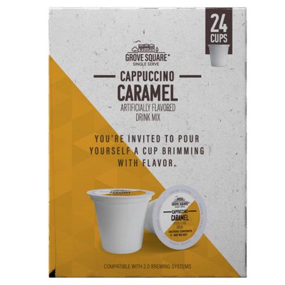 Grove Square Cappuccino Pods, Caramel, Single Serve (Pack of 24)