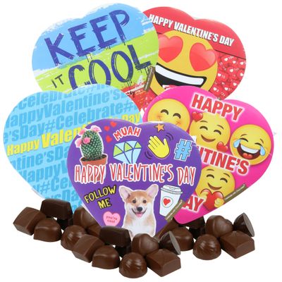 Valentines Day Candy Social Media Themed Heart Shaped Box Bundle, Six Chocolate Truffle Assortments, Valentine Gifts for Girls, 2 Ounces, Styles May Vary (6)