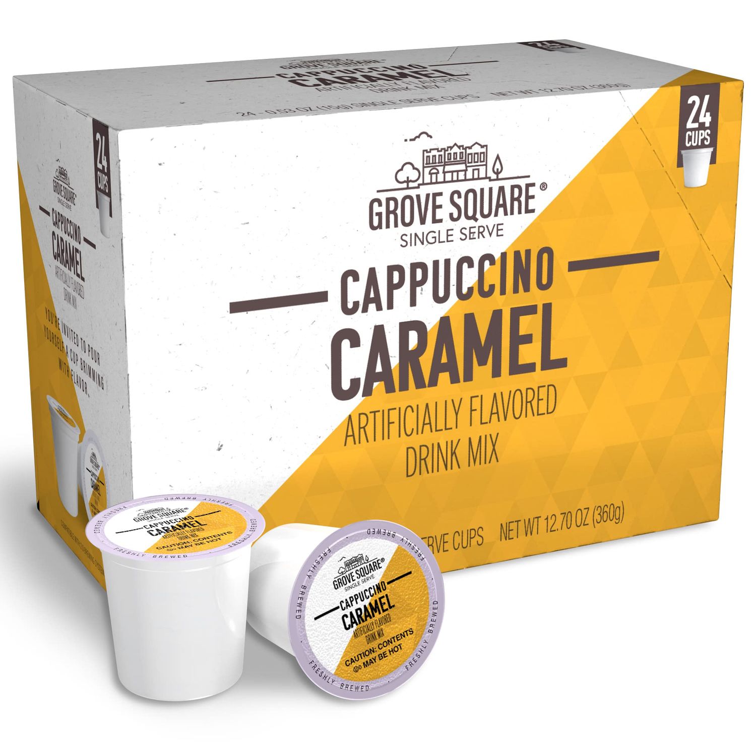 Grove Square Cappuccino Pods, Caramel, Single Serve (Pack of 24)