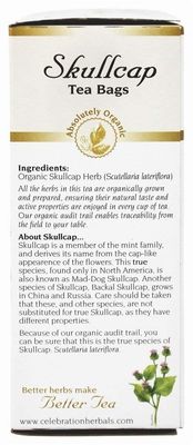 Celebration Herbals - Organic Skullcap Herb Herbal Tea - 24 Tea Bags