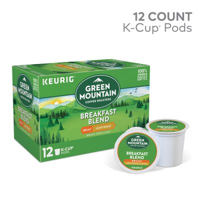 Green Mountain Coffee Roasters Keurig Single-Serve K-Cup Pods, Breakfast Blend Decaf Light Roast Coffee, 12 Count (Pack of 1)