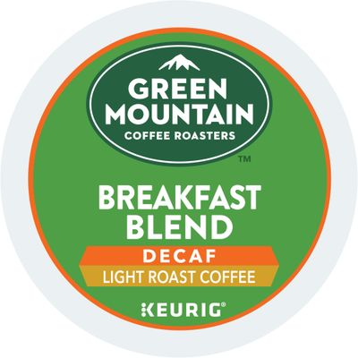 Green Mountain Coffee Roasters Keurig Single-Serve K-Cup Pods, Breakfast Blend Decaf Light Roast Coffee, 12 Count (Pack of 1)