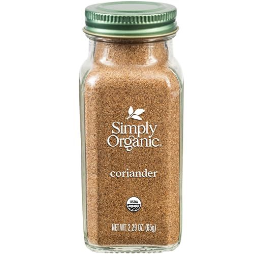 Simply Organic Ground Coriander Seed, 2.29-Ounce, Rich, Warm Earthy Yet Fruity Flavor, Bright Aroma, Slight Citrus Undertones