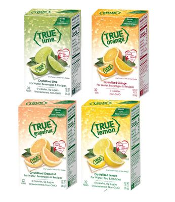True Lemon, Lime, Orange &amp; Grapefruit 32ct Boxes Sampler Pack (4 packs)