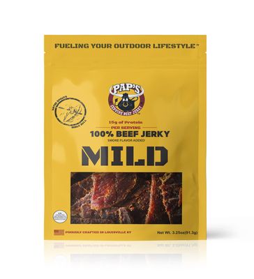 Pap&#39;s Mild Jerky | Keto, High Protein Snack | 15g Protein and 90 Calories | 97% Fat Free | Made with Premium American Beef