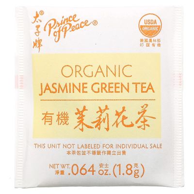 Prince of Peace Organic Jasmine Green Tea, 2 Pack - 100 Tea Bags Each - 100% Organic Green Tea - Unsweetened Green Tea - Lower Caffeine Alternative to Coffee - Herbal Health Benefits