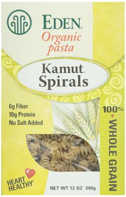 Eden Organic Kamut Spirals, 12 oz, 100% Whole Grain, Fusilli, Macaroni Cut, Non-GMO