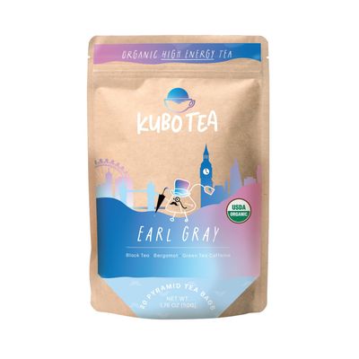 Kubo Tea, Earl Grey Black Tea, Organic High Caffeine Blend, 20 Servings (155mg Caffeine each), Pyramid Tea Bags, Compostable & Biodegradable Packaging, Healthy Coffee Substitute Kubo Tea, Earl Grey Black Tea, Organic High Caffeine Blend, 20 Servings (155mg Caffeine each), Pyramid Tea Bags, Compostable & Biodegradable Packaging, Healthy Coffee Substitute