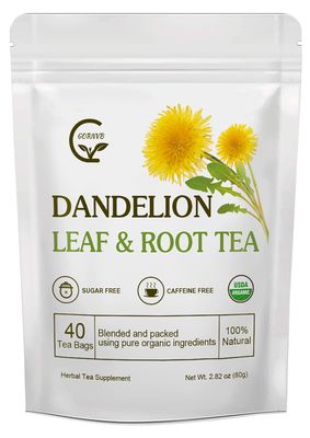 Organic Dandelion Leaf &amp; Root Tea, Supports Kidney Function and Healthy Digestion, Caffeine Free, 40 Tea Bags