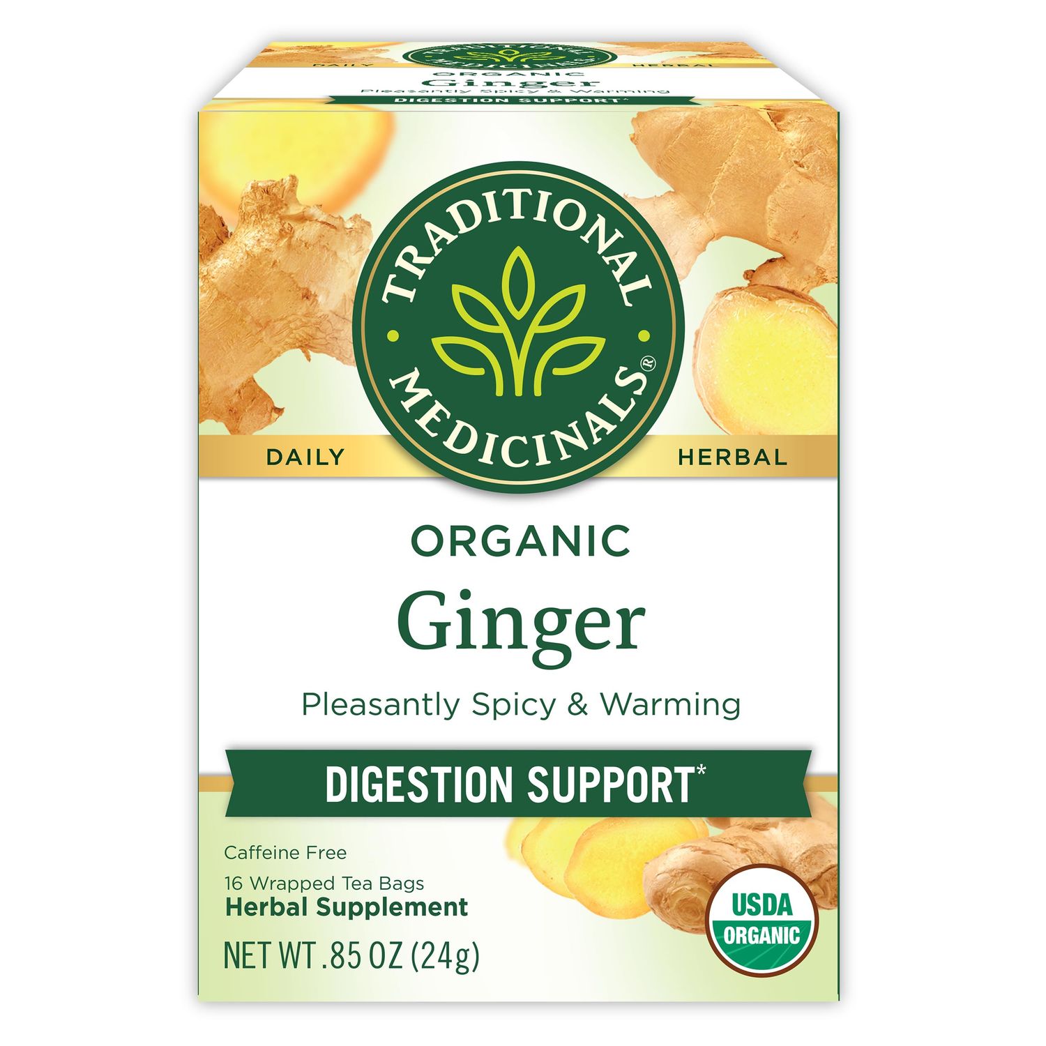 Traditional Medicinals Tea, Organic Ginger, Healthy Digestion, Pleasantly Spicy &amp; Warming, 16 Tea Bags