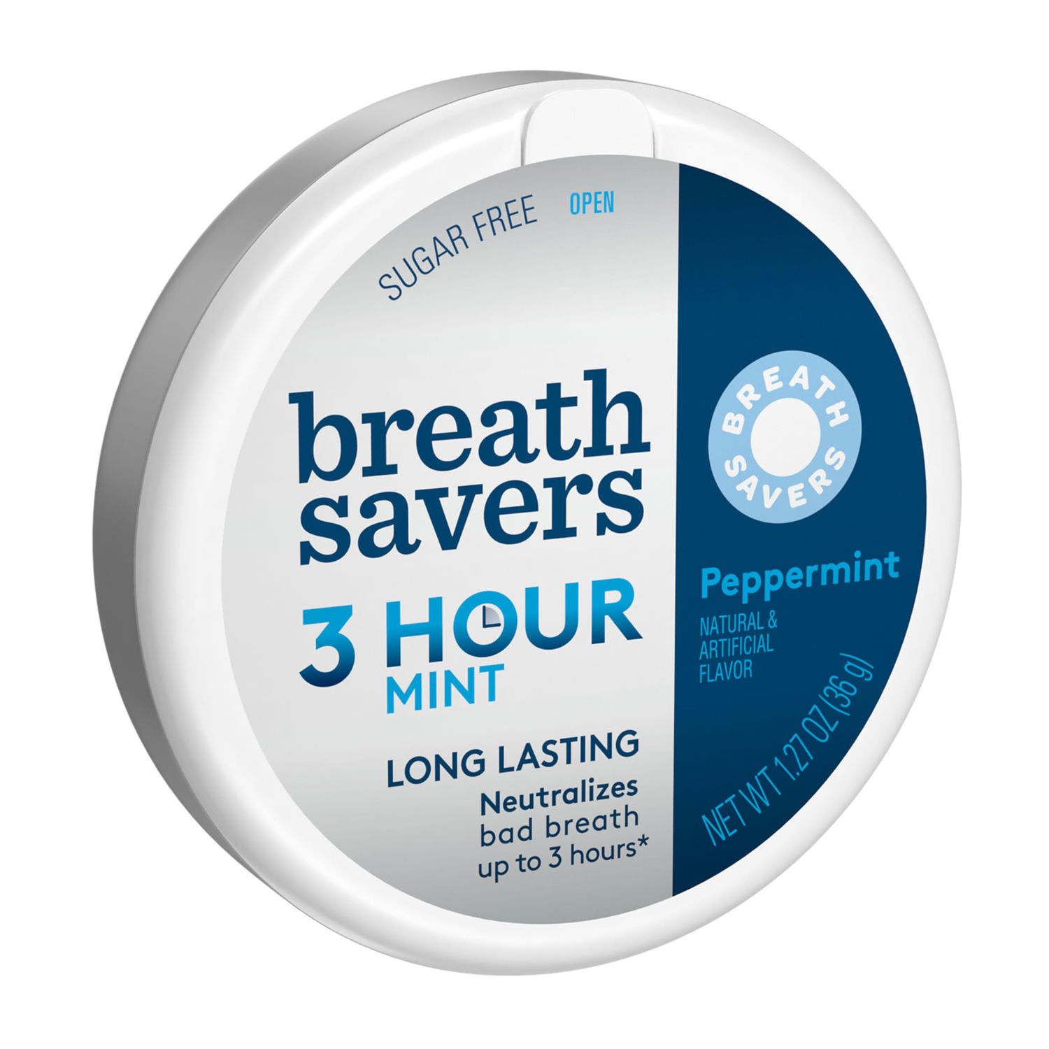 BREATH SAVERS Peppermint Sugar Free Breath Mints Tins, 1.27 oz (8 Count)