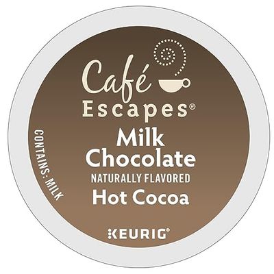 Caf Escapes Milk Chocolate Hot Cocoa, Single-Serve Keurig K-Cup Pods, Hot Chocolate, 72 Count