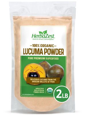 HerbaZest Lucuma Powder (2 LB) - USDA Certified Organic - Vegan, Non-GMO &amp; Gluten Free - Delicious, Fiber Packed &amp; Tasty Addition to Smoothies, Desserts, Ice Cream &amp; More